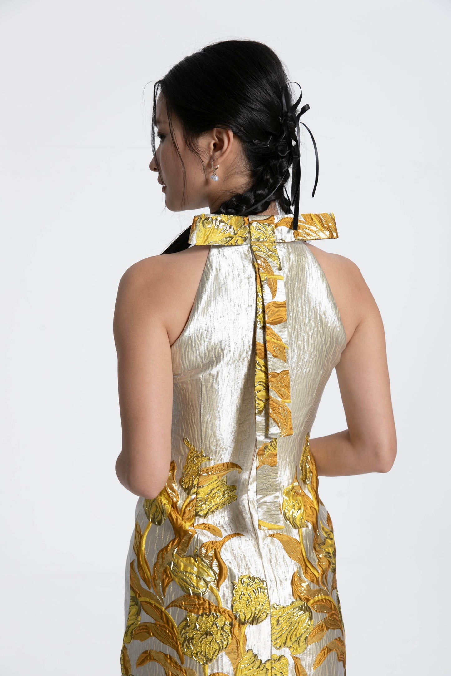 Modern Gold Formal Cheongsam / Qipao Evening Dress - Kate Yang
