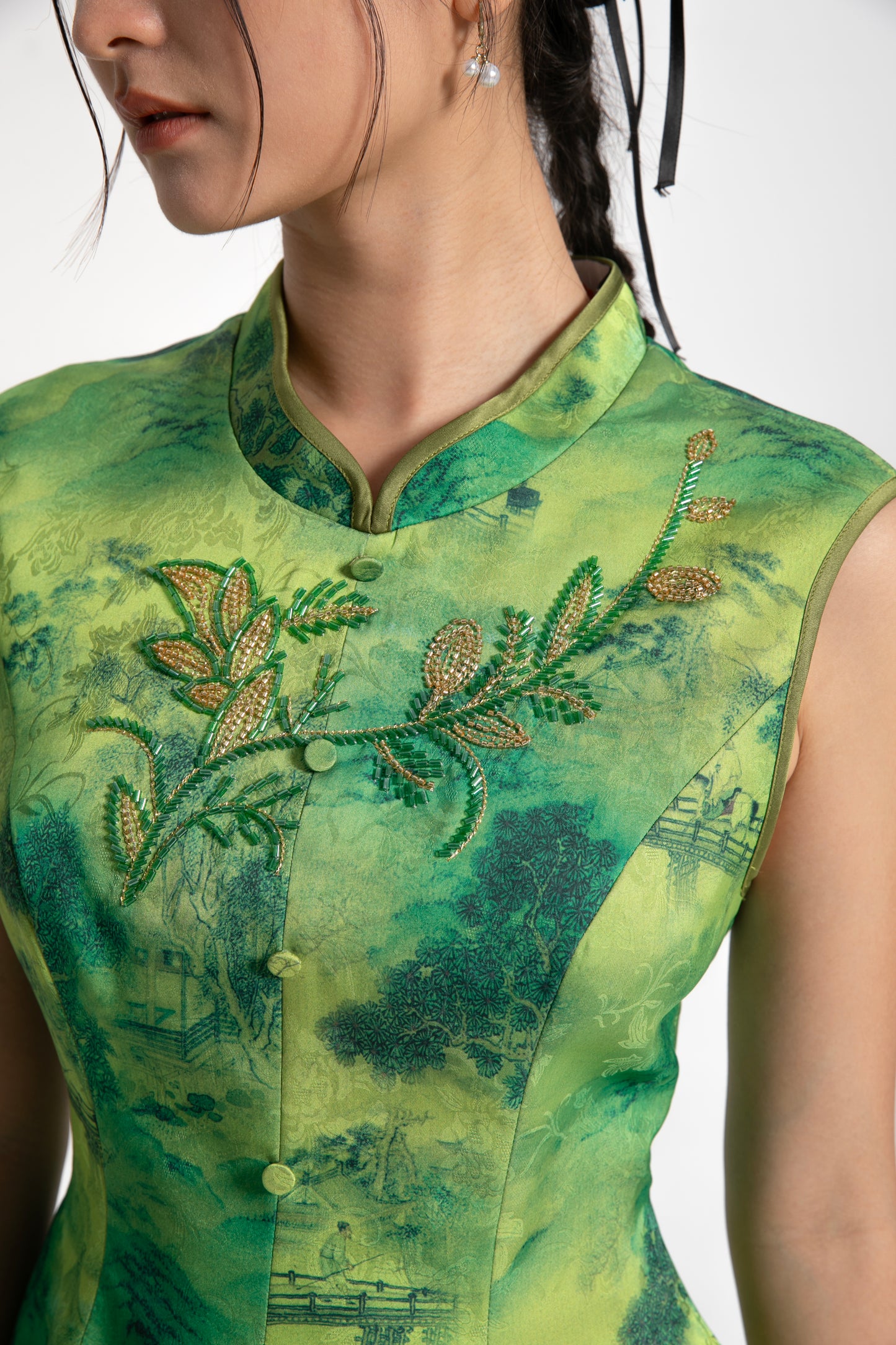 Embroidered Watercolour New Chinese Style Suit