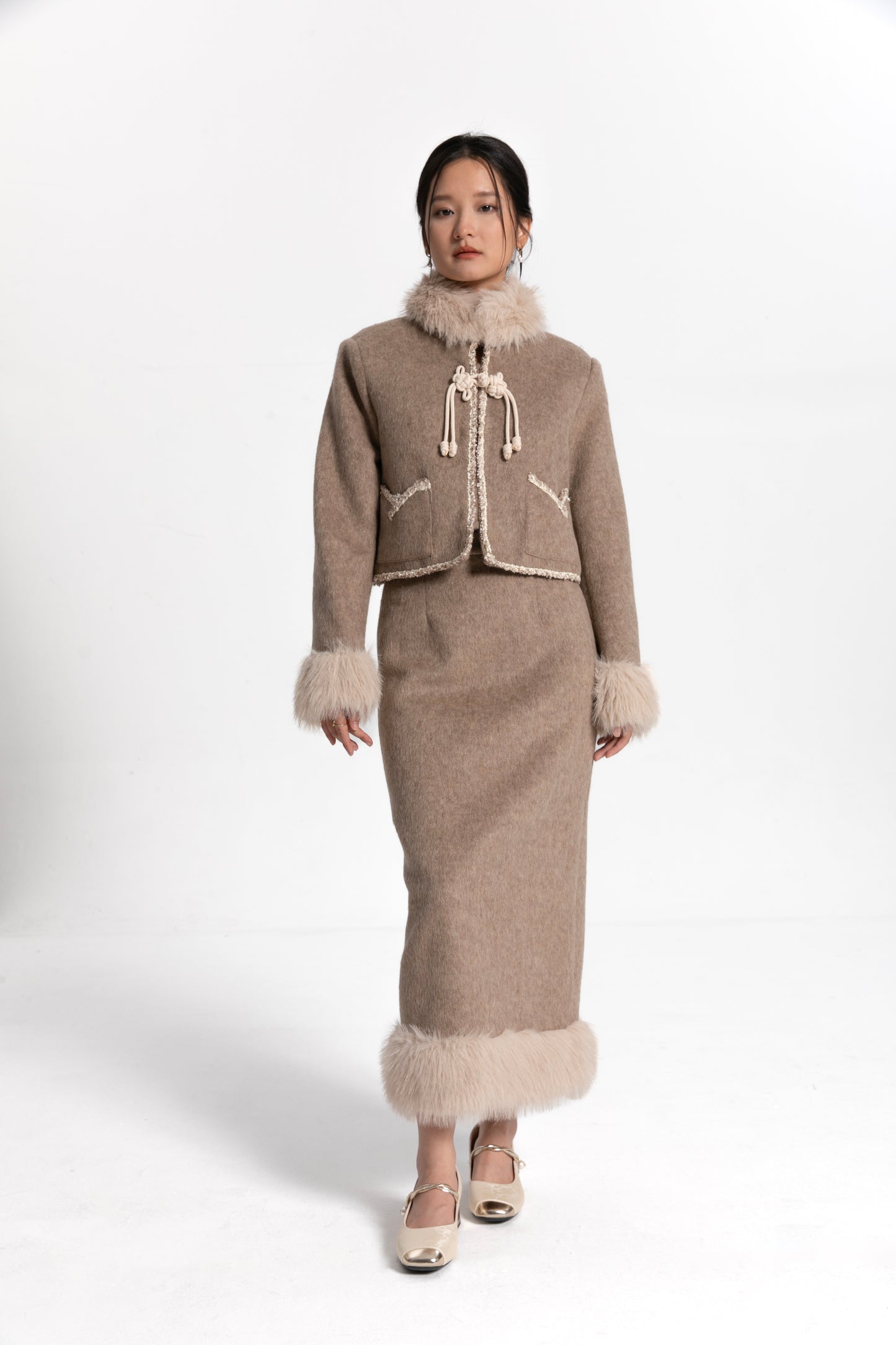 Fur Trimmed Winter Tang Suit