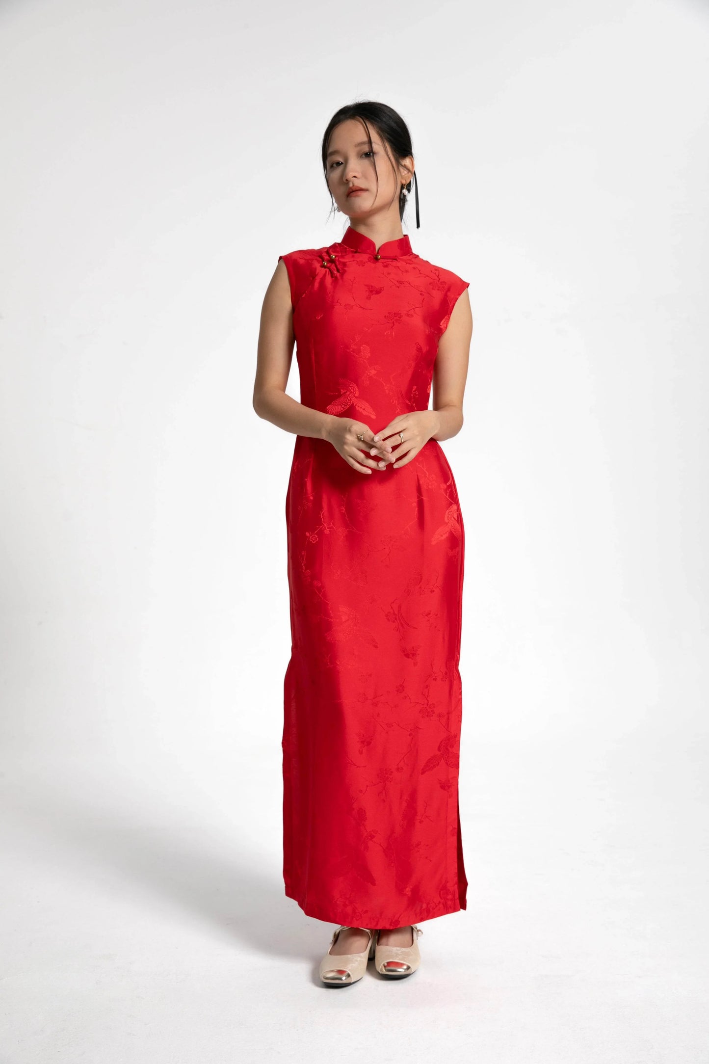 Red Mulberry Silk Cheongsam / Qipao Dress - Kate Yang