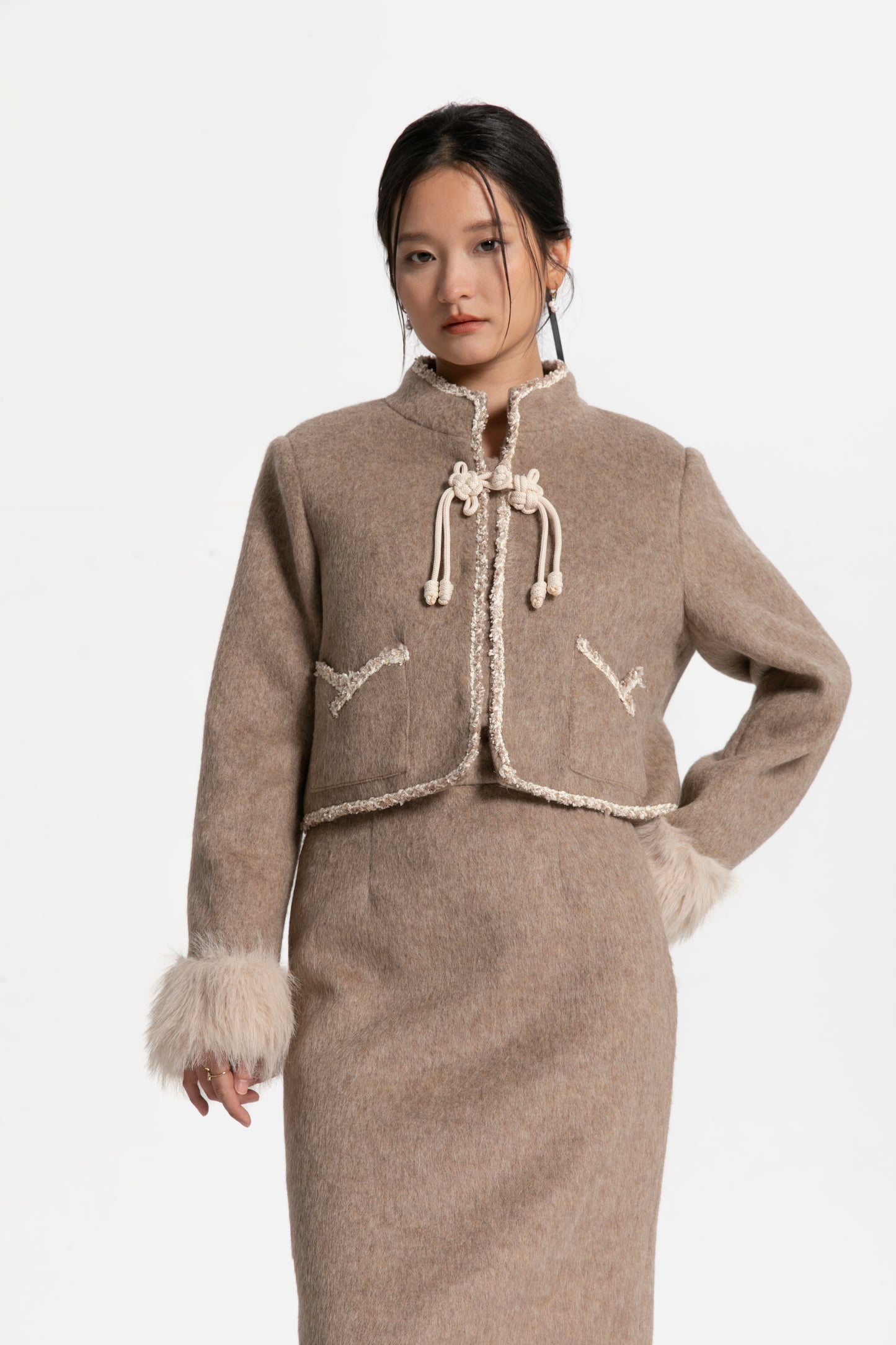 Fur Trimmed Winter Tang Suit