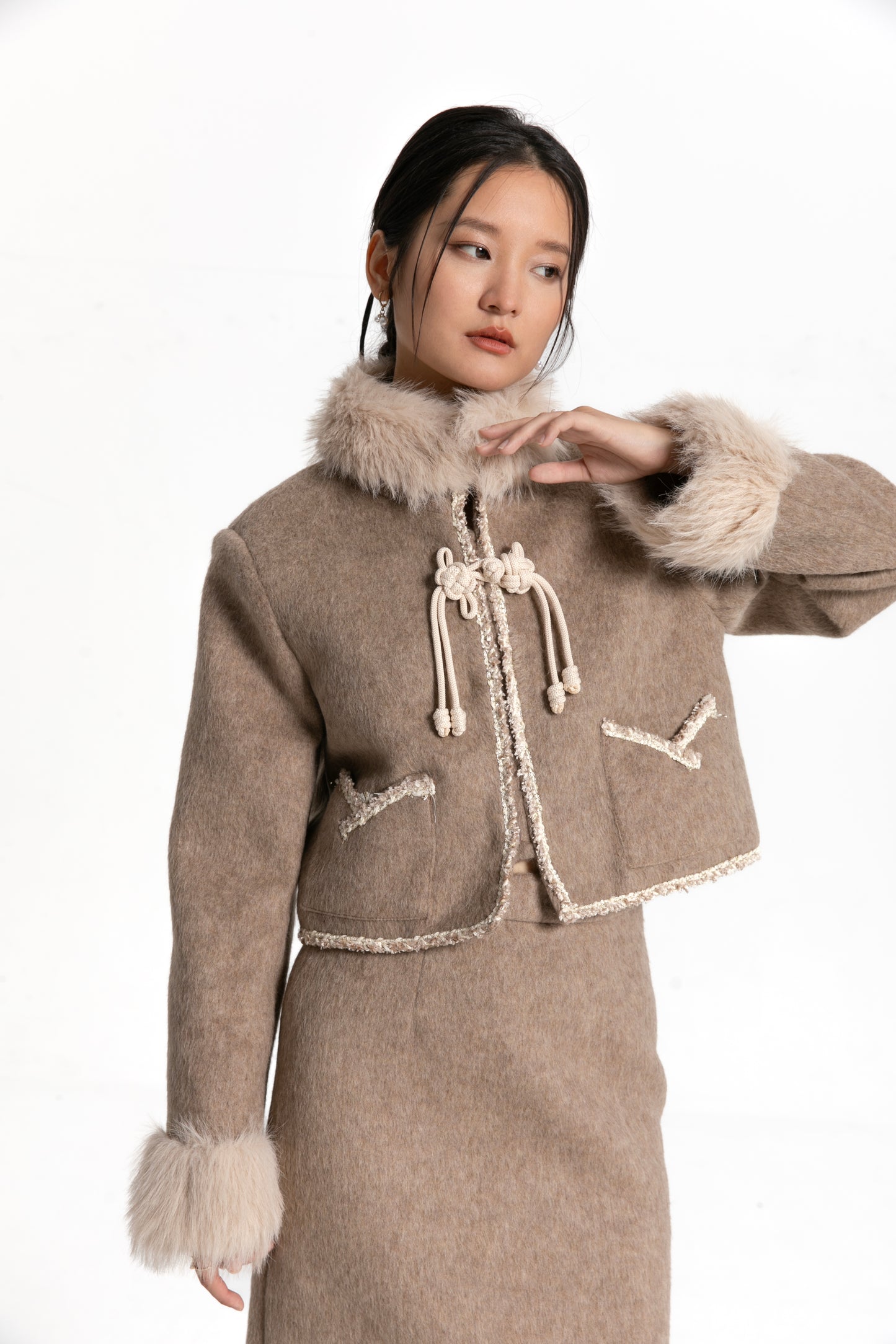 Fur Trimmed Winter Tang Suit