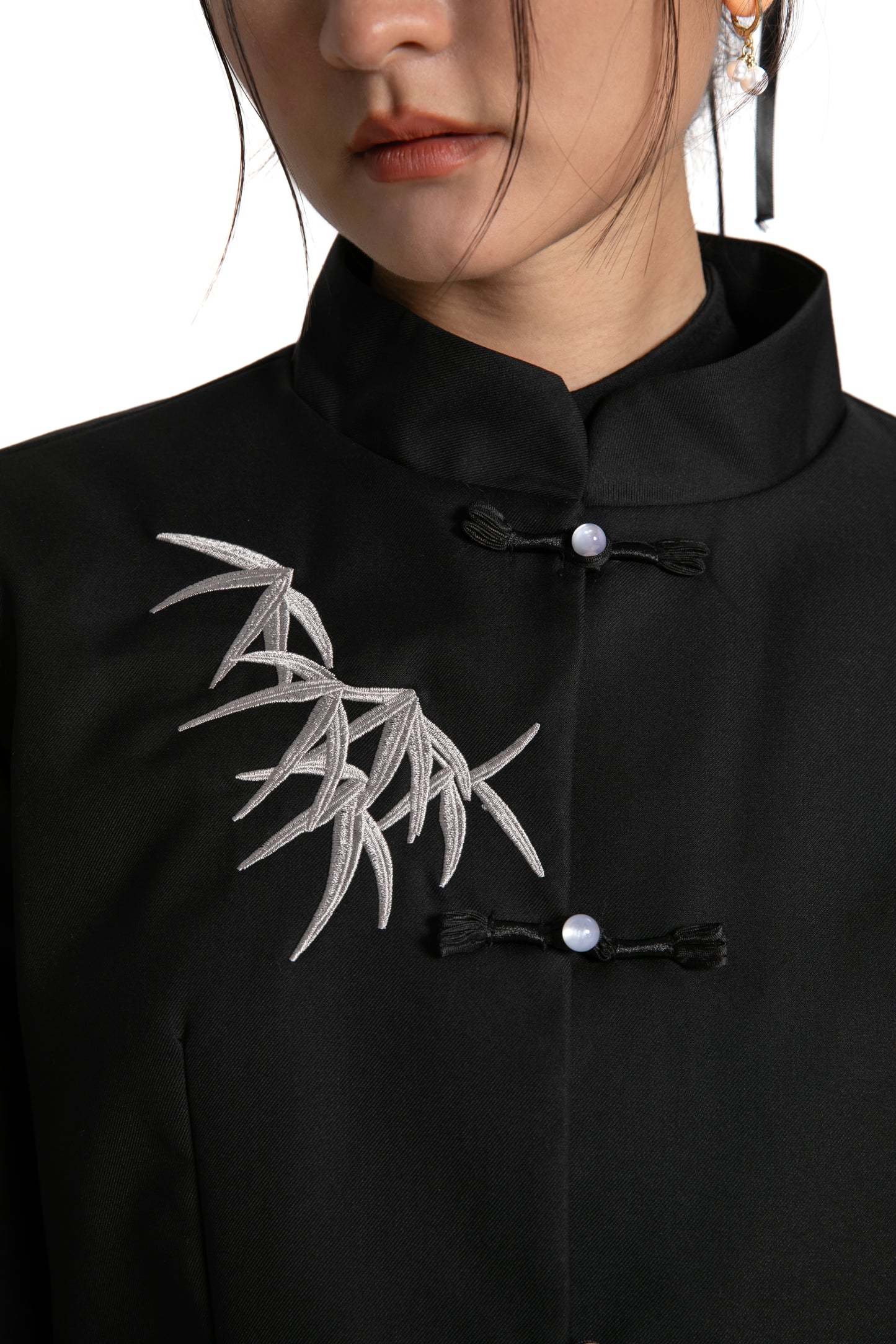 Bamboo Embroidered Cheongsam / Qipao Dress with Matching Jacket